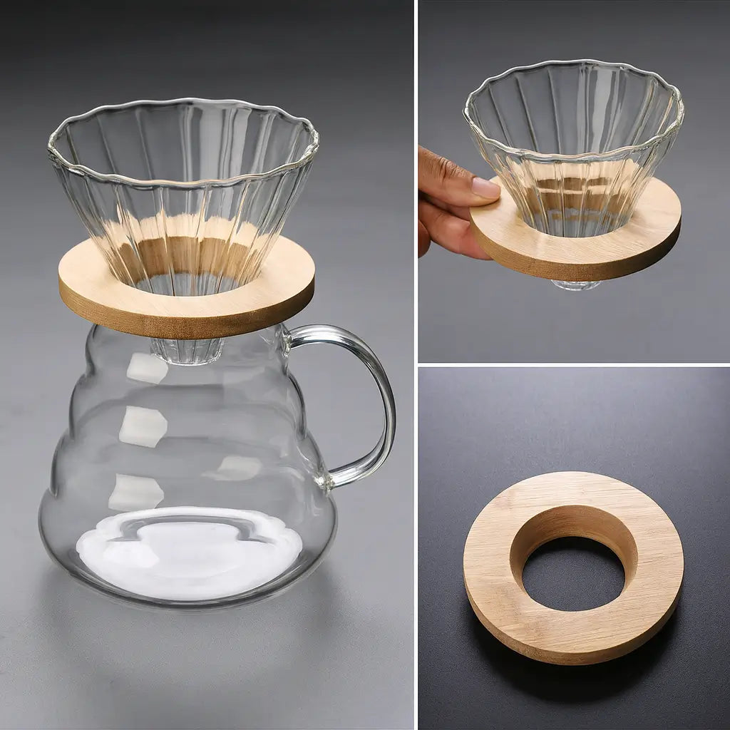 Cafeteira com Filtro de Vidro Borossilicato Com Tampa 600ml