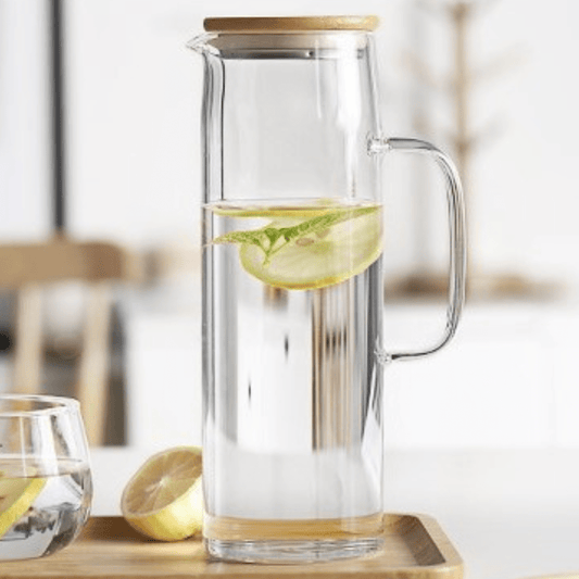 Jarra de Vidro com Tampa de Bambu 1,2L