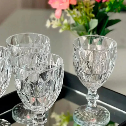 Jogo de Taças de Vidro Diamante Com 6 Peças