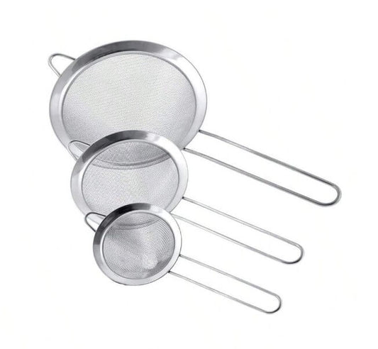 Kit 3 Peneiras em Aço Inox