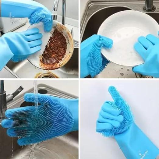 Luvas Com Cerdas de Silicone LavaFácil