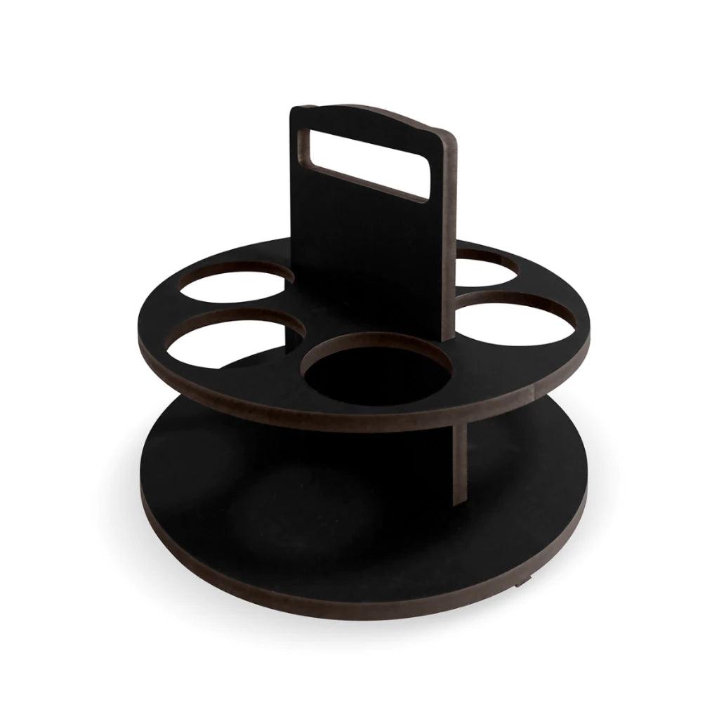 Porta Temperos Com 6 Potes Plásticos e Suporte em MDF