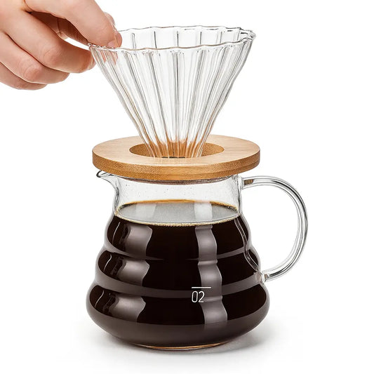 Cafeteira com Filtro de Vidro Borossilicato Com Tampa 600ml