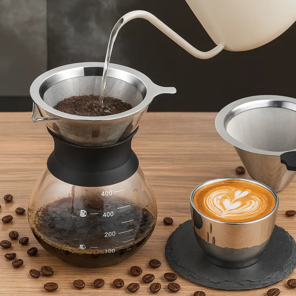 Cafeteira de Vidro com Filtro Inox 400ml