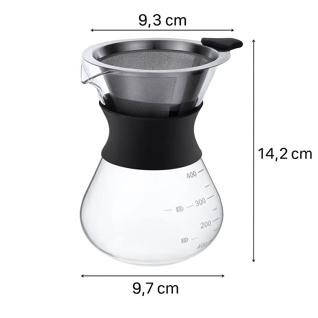 Cafeteira de Vidro com Filtro Inox 400ml
