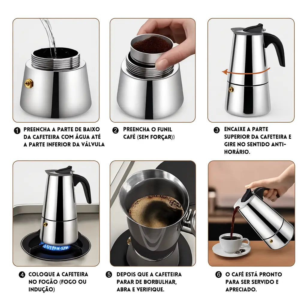 Cafeteira Italiana Aço Inox 450ml