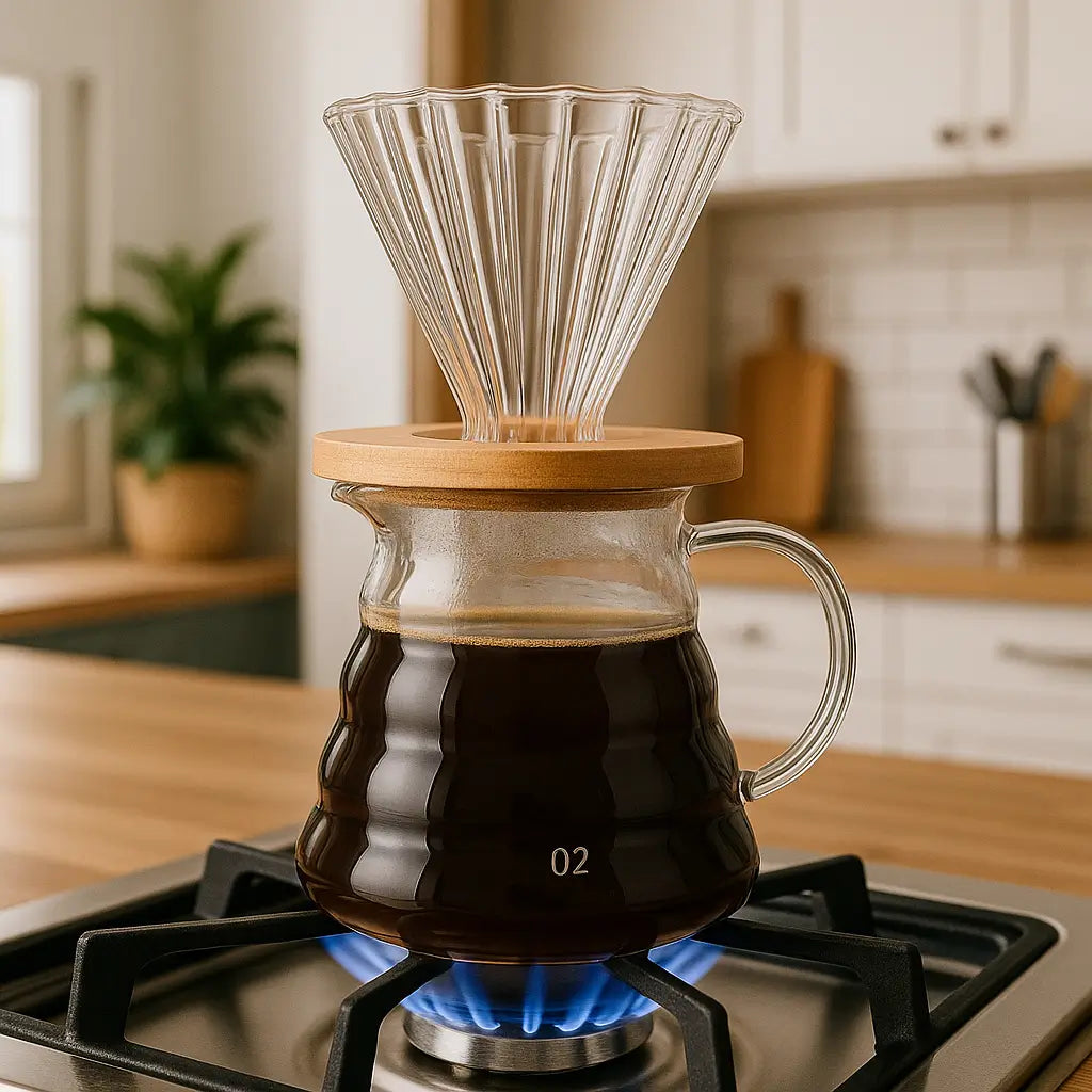 Cafeteira com Filtro de Vidro Borossilicato Com Tampa 600ml