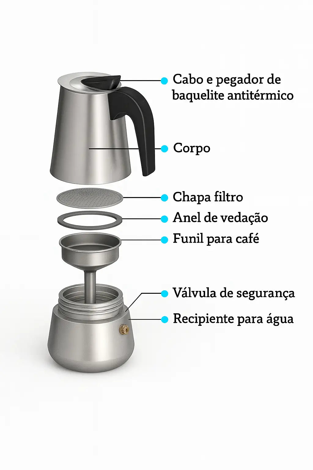 Cafeteira Italiana Aço Inox 450ml
