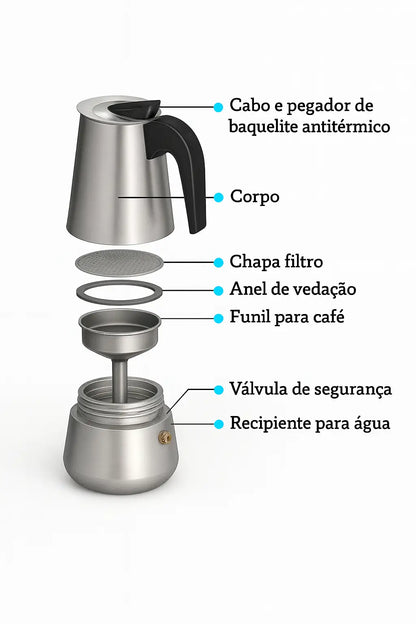 Cafeteira Italiana Aço Inox 450ml