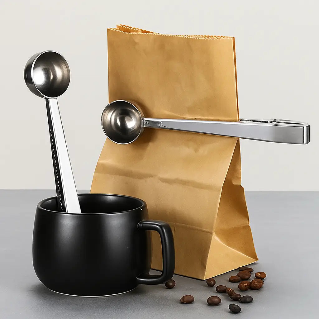 Colher Medidora de Café Inox com Prendedor Clipressia