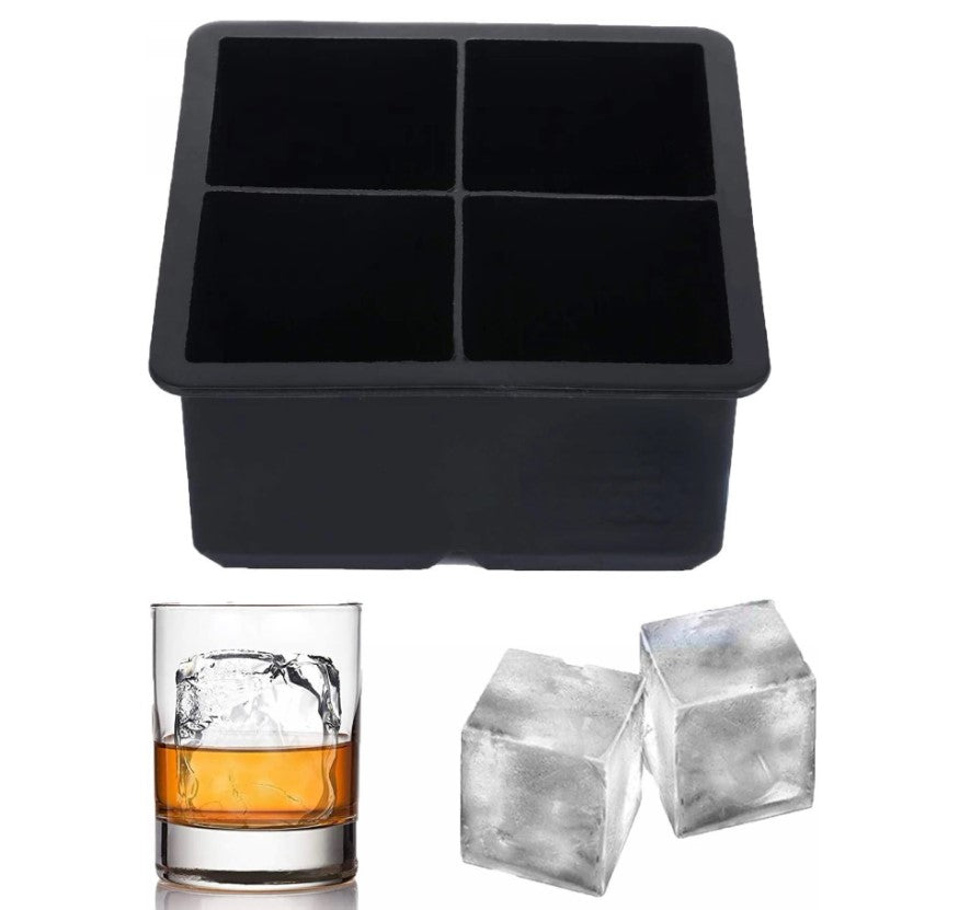 Forma de Gelo de Silicone Grande 4 Cubos