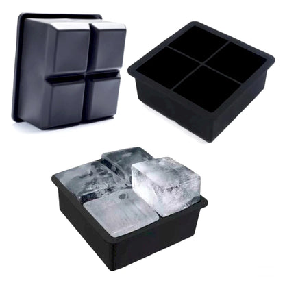 Forma de Gelo de Silicone Grande 4 Cubos