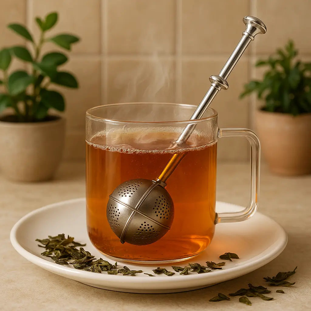 Infusor de Chá Aço Inox Redondo 18cm