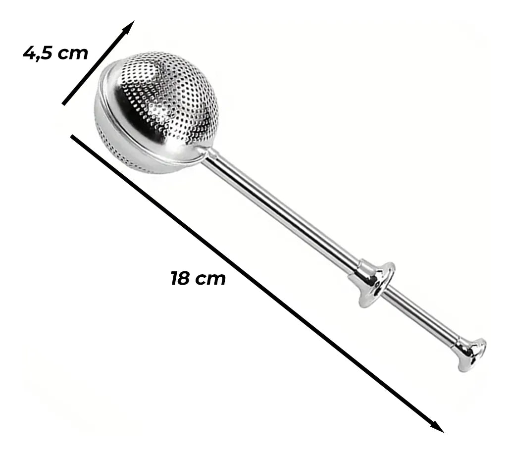 Infusor de Chá Aço Inox Redondo 18cm