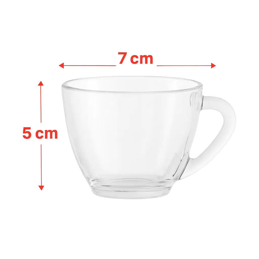 Jogo de 6 Xícaras de Vidro com Alça sem Pires 90ml