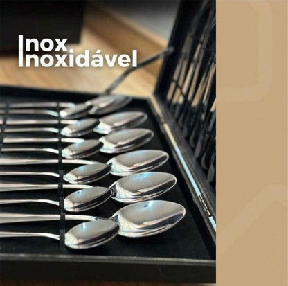 Jogo de Talheres 24 Peças Inox com Maleta
