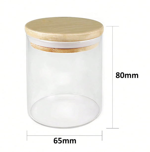 Kit 6 Potes Herméticos de Vidro Com Tampa de Bambu 200ml