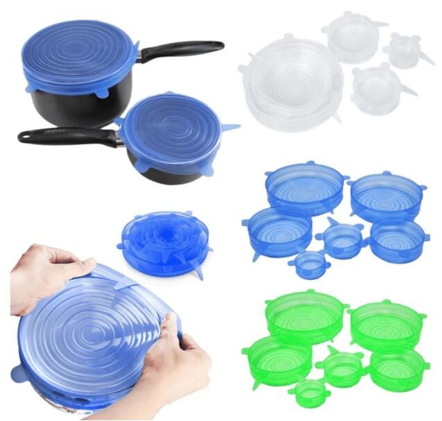 Kit 6 Tampas de Silicone Redondas Reutilizáveis