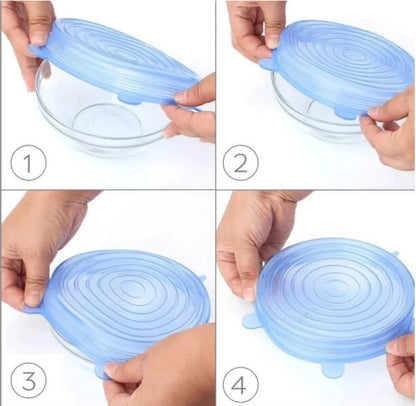 Kit 6 Tampas de Silicone Redondas Reutilizáveis