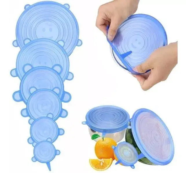 Kit 6 Tampas de Silicone Redondas Reutilizáveis