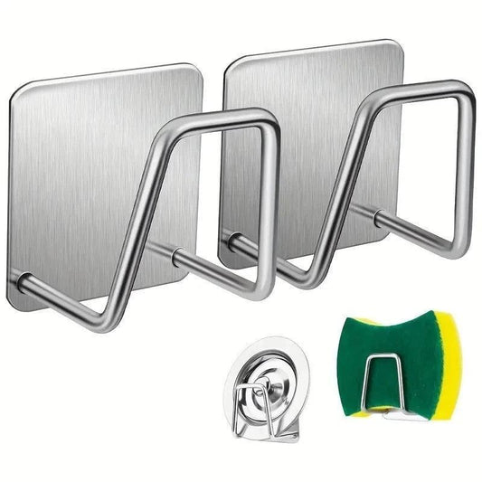 Kit 2 Suportes Para Esponja Autoadesivos em Aço Inox