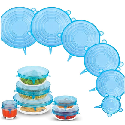 Kit 6 Tampas de Silicone Redondas Reutilizáveis