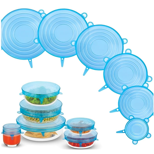 Kit 6 Tampas de Silicone Redondas Reutilizáveis