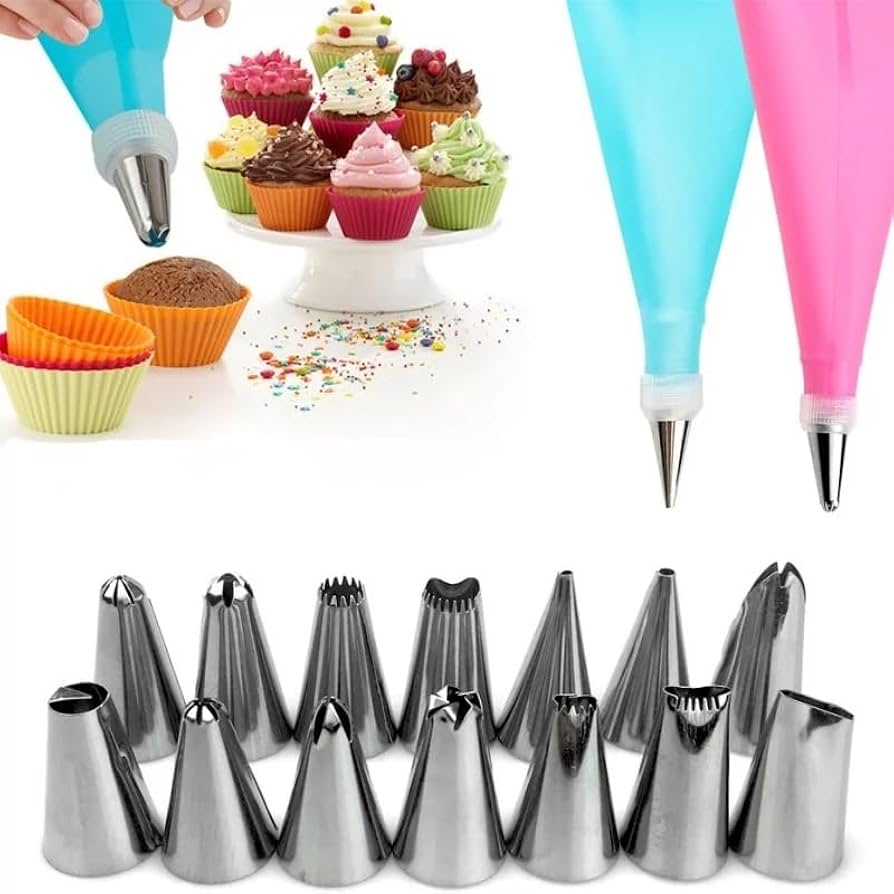 Kit Saco de Confeitar de Silicone Com 23 Bicos Para Decoração
