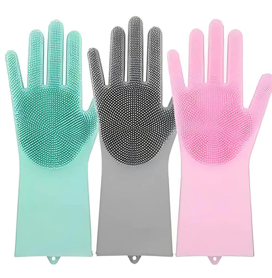 Luvas Com Cerdas de Silicone LavaFácil