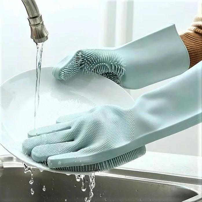 Luvas Com Cerdas de Silicone LavaFácil