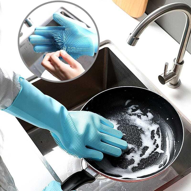 Luvas Com Cerdas de Silicone LavaFácil