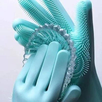 Luvas Com Cerdas de Silicone LavaFácil