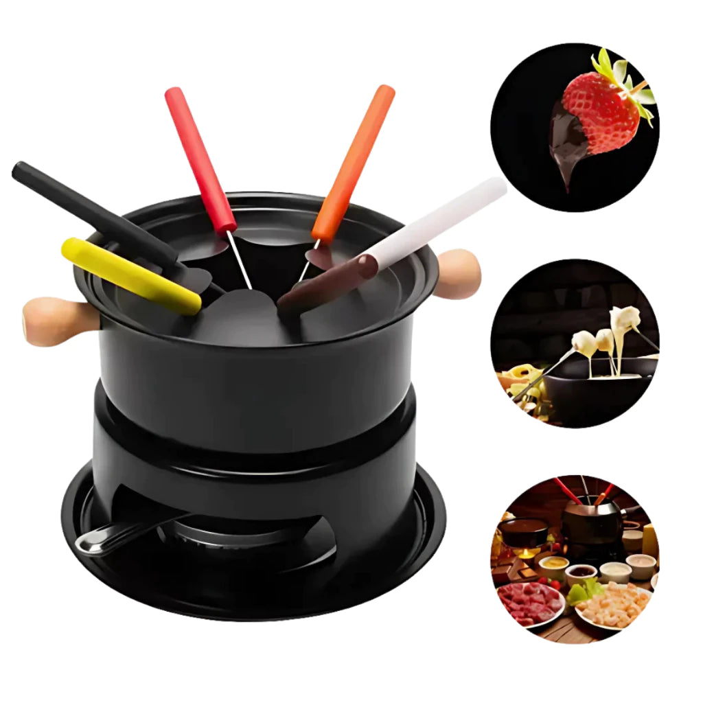 Panela de Fondue Inox Com 11 Peças FondueSet