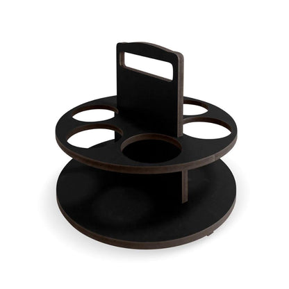 Porta Temperos Com 6 Potes Plásticos e Suporte em MDF