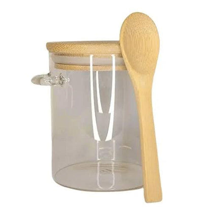 Kit 2 Potes Herméticos de Vidro Com Tampa e Colher de Bambu 400ml
