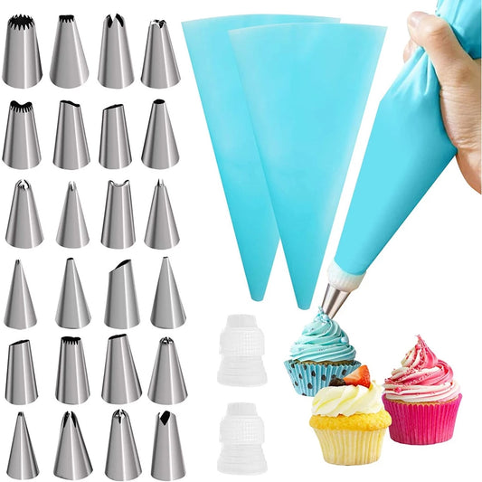 Kit Saco de Confeitar de Silicone Com 23 Bicos Para Decoração